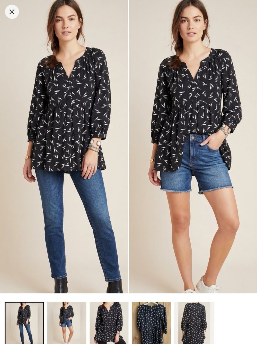 Anthropologie Maeve Winona Babydoll Tunic Top